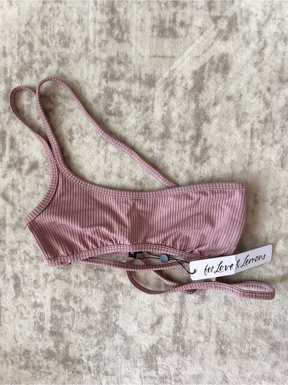 For Love & Lemons Dusty Rose Ribbed Top